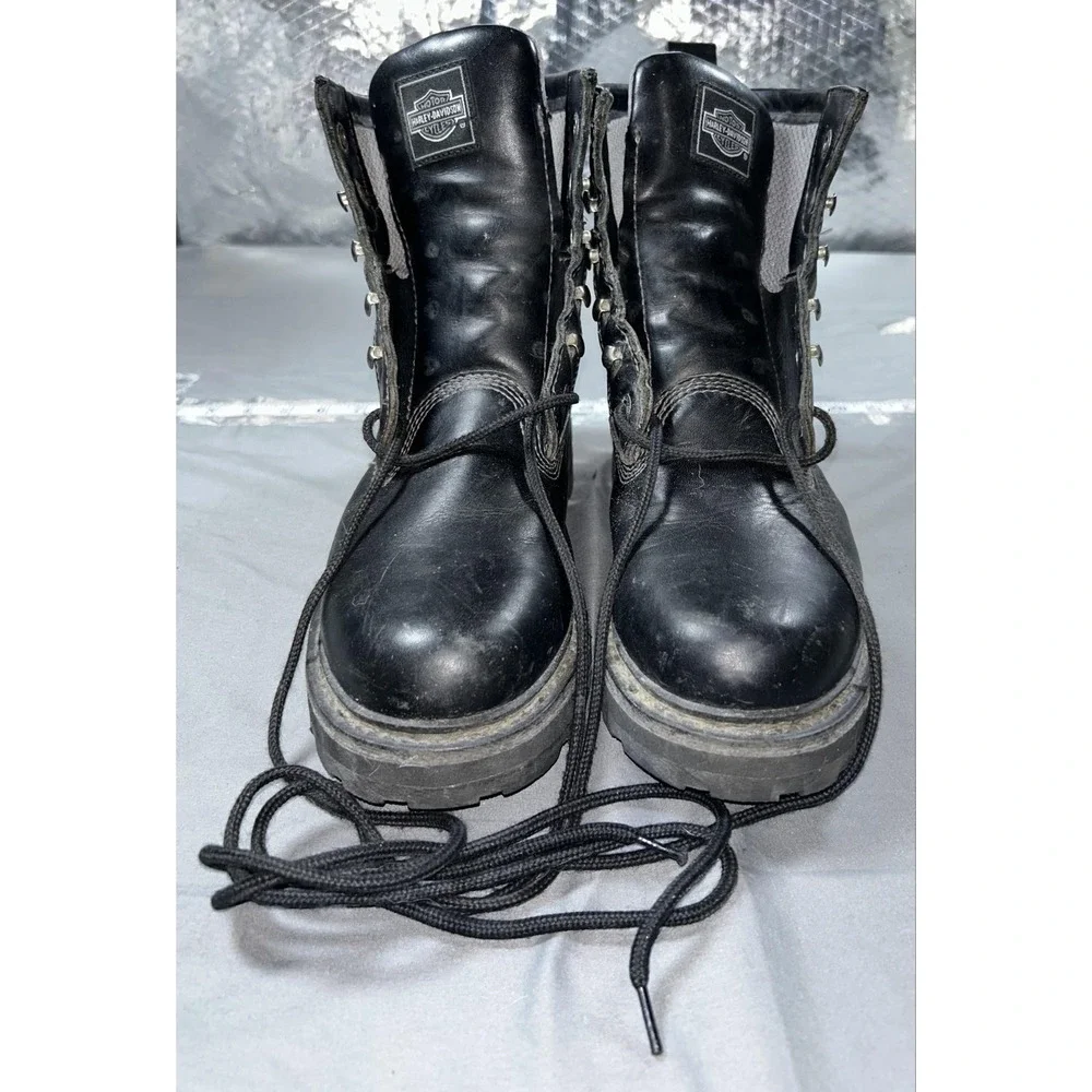 Harley-Davidson Boots Mens Size 11 Black Leather Lace Up Ankle Biker 95145